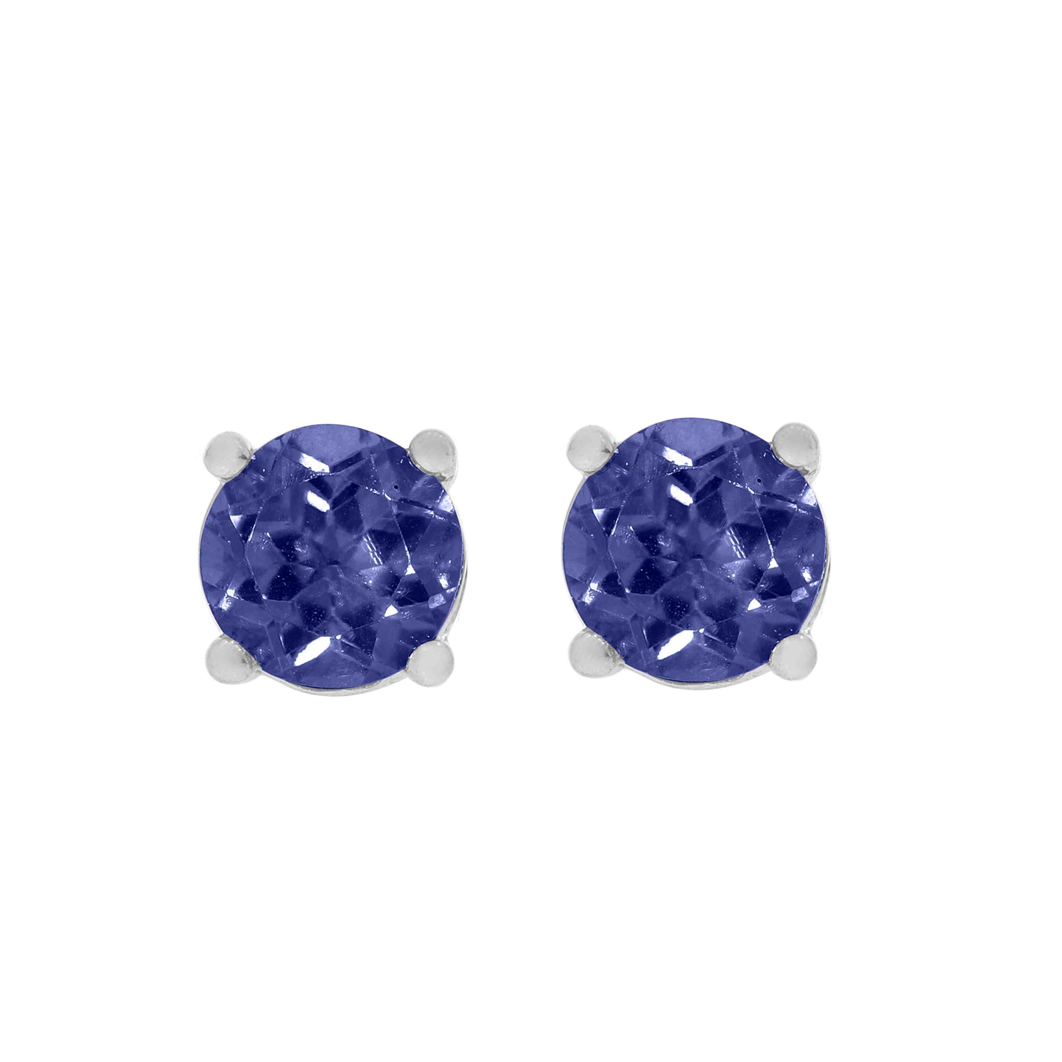 Round Cut Tanzanite Stud Solitaire Earrings PD31344AER BLUE SAPPHIRE
